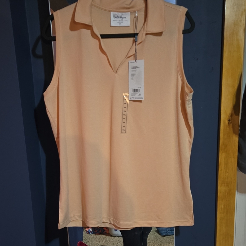 Walter Hagen Sleeveless Blouse in Soft Peach NWT